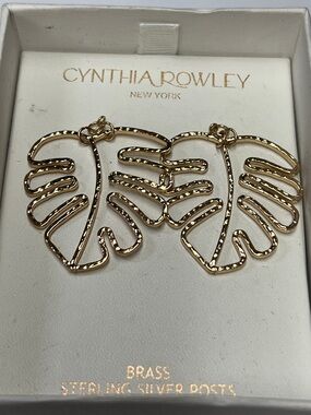 Cynthia Rowley Gold Openwork Monstera Leaf Earrings
